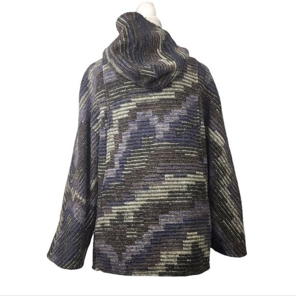 ZARA Wool Blend Hooded One Button Poncho Cardigan Jacket Space Dye S - Picture 2 of 4